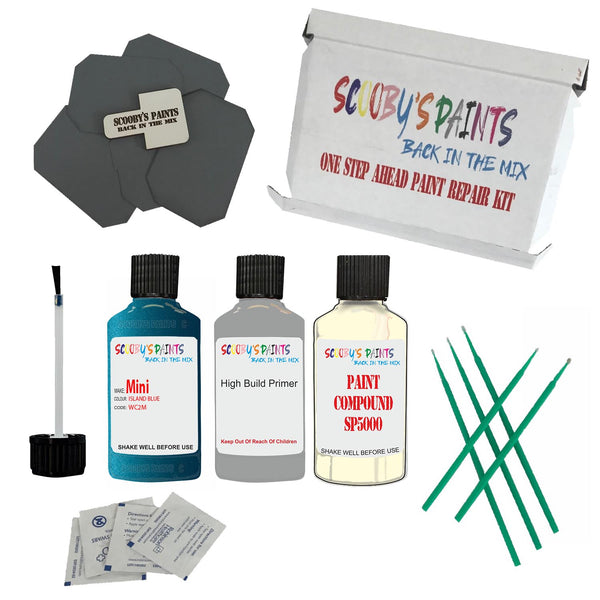 MINI ISLAND BLUE Paint Code WC2M Touch Up Paint Repair Detailing Kit
