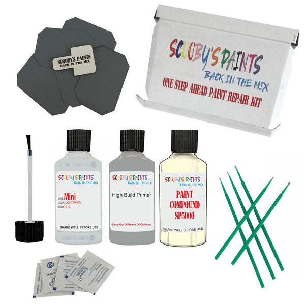 MINI LIGHT WHITE Paint Code B15 Touch Up Paint Repair Detailing Kit