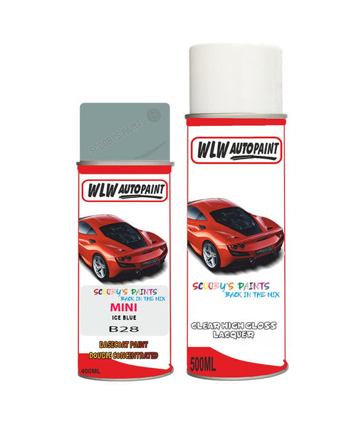 mini one clubman ice blue aerosol spray car paint clear lacquer b28Body repair basecoat dent colour