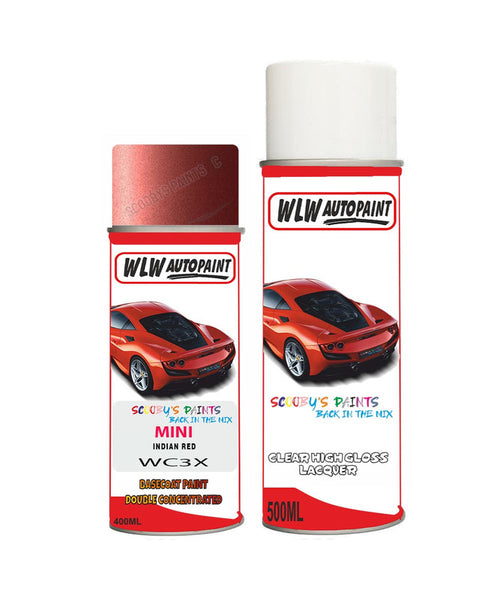 mini cooper indian red aerosol spray car paint clear lacquer wc3xBody repair basecoat dent colour