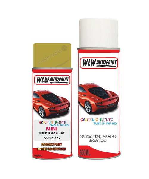 mini one interchange yellow aerosol spray car paint clear lacquer ya95Body repair basecoat dent colour