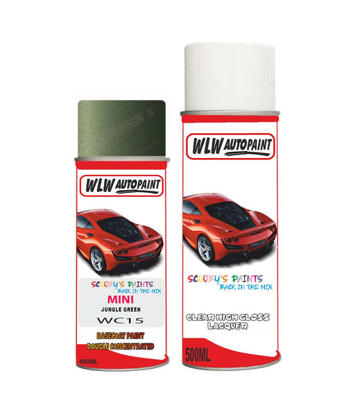 mini cooper jungle green aerosol spray car paint clear lacquer wc15Body repair basecoat dent colour