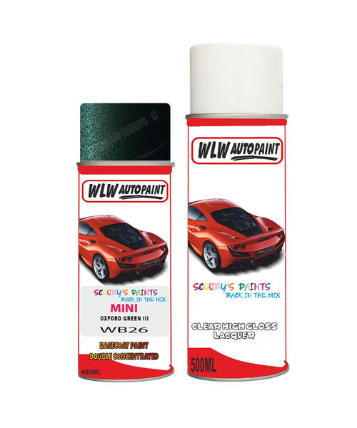 mini one oxford green iii aerosol spray car paint clear lacquer wb26Body repair basecoat dent colour