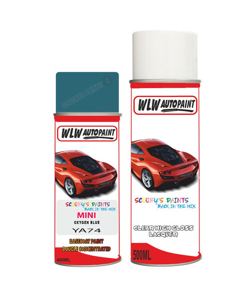 mini one oxygen blue aerosol spray car paint clear lacquer ya74Body repair basecoat dent colour