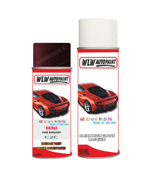 mini cooper pure burgundy aerosol spray car paint clear lacquer c2cBody repair basecoat dent colour