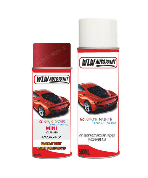 mini one solar red aerosol spray car paint clear lacquer wa47Body repair basecoat dent colour