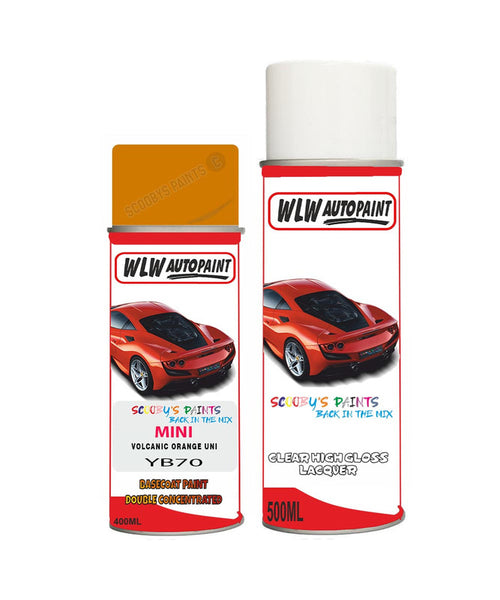mini cooper volcanic orange uni aerosol spray car paint clear lacquer yb70Body repair basecoat dent colour
