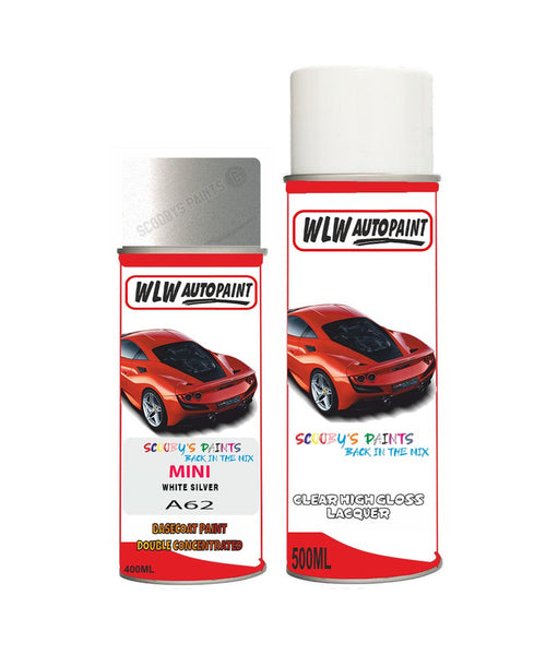 mini cooper coupe white silver aerosol spray car paint clear lacquer a62Body repair basecoat dent colour