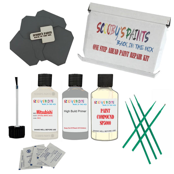 Paint For MITSUBISHI CRYSTAL WHITE Code W35 Touch Up Paint Detailing Scratch Repair Kit