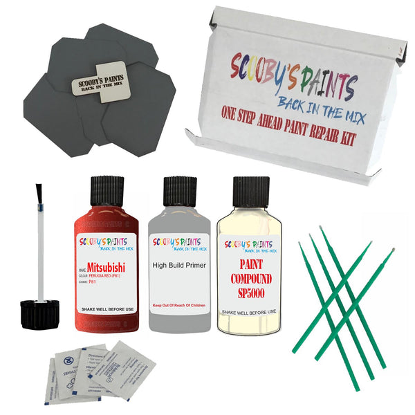 Paint For MITSUBISHI PERUGIA RED Code P81 Touch Up Paint Detailing Scratch Repair Kit