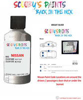 Nissan Maxima Bright Silver colour code location sticker Ky0 Touch Up Paint