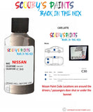 Nissan Note Cafe Latte colour code location sticker C30 Touch Up Paint