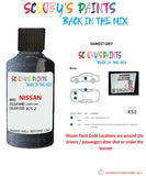 Nissan Skyline Darkest Grey colour code location sticker K52 Touch Up Paint