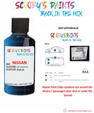 Nissan Navara Deep Sapphire Blue colour code location sticker Raa Touch Up Paint