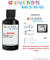 Nissan Pathfinder Diamond Black colour code location sticker G41 Touch Up Paint