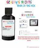 Nissan Pathfinder Diamond Black colour code location sticker G41 Touch Up Paint