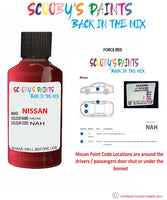 Nissan Skyline Force Red colour code location sticker Nah Touch Up Paint