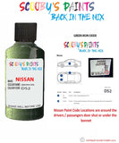 Nissan Xtrail Green Iron Oxide colour code location sticker Ds2 Touch Up Paint