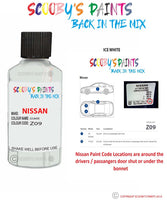 Nissan Nv400 Ice White colour code location sticker Z09 Touch Up Paint