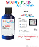 Nissan Note Ink Blue colour code location sticker Rbn Touch Up Paint