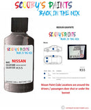 Nissan Xtrail Iridium Graphite colour code location sticker K55 Touch Up Paint