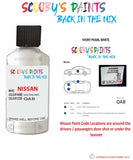 Nissan Patrol Ivory Pearl White colour code location sticker Qab Touch Up Paint