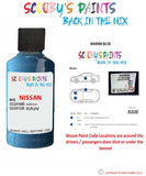 Nissan Xtrail Marine Blue colour code location sticker Raw Touch Up Paint