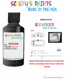 Nissan Nv300 Midnight Black colour code location sticker D68 Touch Up Paint
