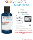 Nissan Urvan Mist Blue colour code location sticker 544 Touch Up Paint