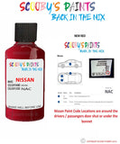 Nissan Pathfinder New Red colour code location sticker Nac Touch Up Paint
