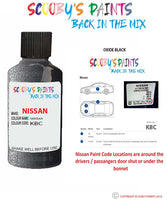 Nissan Leaf Oxide Black colour code location sticker Kbc Touch Up Paint