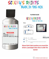 Nissan Navara Platinum Silver colour code location sticker M032/Kl0/ Touch Up Paint