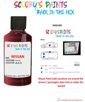 Nissan Pathfinder Roma Red colour code location sticker Ax5 Touch Up Paint