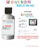 Nissan Pathfinder Silver Coolness colour code location sticker K12 Touch Up Paint