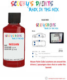 Nissan Pathfinder Solid Red colour code location sticker Z10 Touch Up Paint