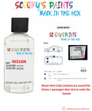 Nissan Xtrail Super White colour code location sticker 4Q5 Touch Up Paint