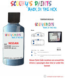 Nissan Micra Temperature Blue colour code location sticker B33 Touch Up Paint