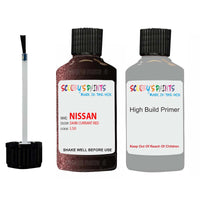 Nissan Cube Dark Currant Red Code L50 Touch Up Paint with anti rust primer undercoat
