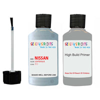 Nissan Micra Lighter Blue Code T11 Touch Up Paint Scratch Stone Chip with anti rust primer undercoat