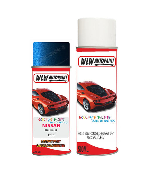 nissan xtrail berlin blue aerosol spray car paint clear lacquer b53Body repair basecoat dent colour