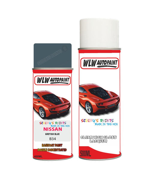 nissan xtrail greyish blue aerosol spray car paint clear lacquer b34Body repair basecoat dent colour