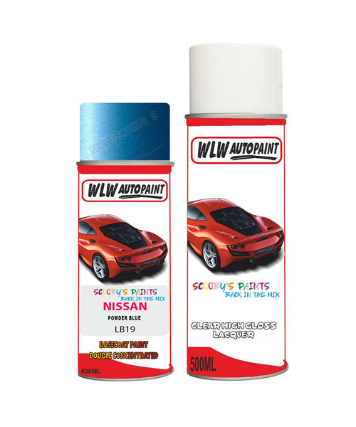 nissan juke powder blue aerosol spray car paint clear lacquer lb19Body repair basecoat dent colour