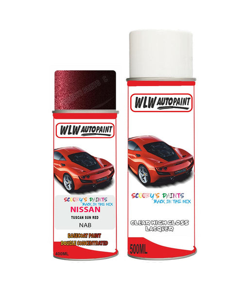nissan teana tuscan sun red aerosol spray car paint clear lacquer nabBody repair basecoat dent colour