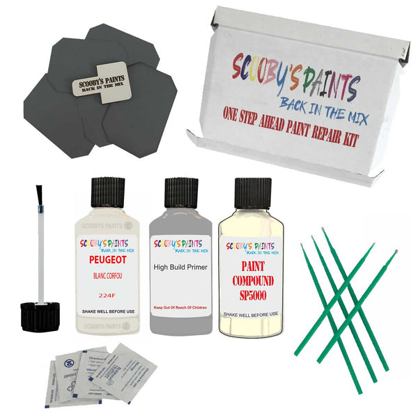 Paint For PEUGEOT White CORFOU Code: 224F Touch Up Paint Detailing Scratch Repair Kit