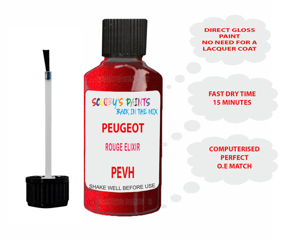 Color Rojo Elixir Paint For PEUGEOT 3008 ROUGE ELIXIR Red PEVH Touch Up Scratch Stone Ch ...