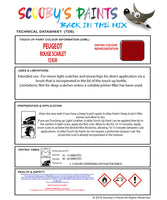 Instructions for Use PEUGEOT 107 ROUGE SCARLET Red Y2/KJH