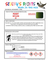 Instructions for Use PEUGEOT 308 VERT OLIVINE Green KJR