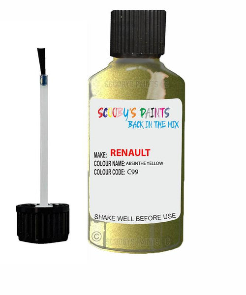 renault megane absinthe yellow code c99 touch up paint 2000 2013 Scratch Stone Chip Repair 