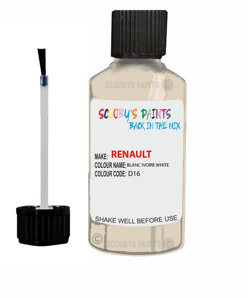 renault clio blanc ivoire white code d16 touch up paint 2005 2019 Scratch Stone Chip Repair 