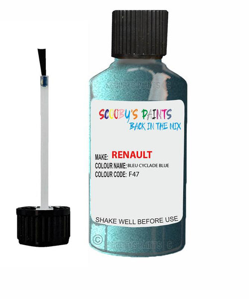 renault clio bleu cyclade blue code f47 touch up paint 2002 2010 Scratch Stone Chip Repair 